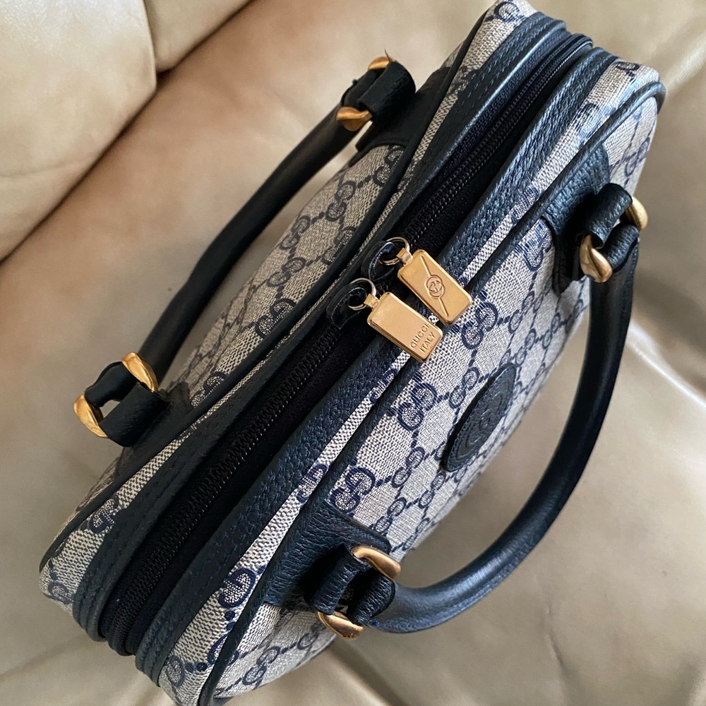 COA Gucci Vintage Mini Satchel GG Monogram Authentic Top Handle - Picture 10 of 15
